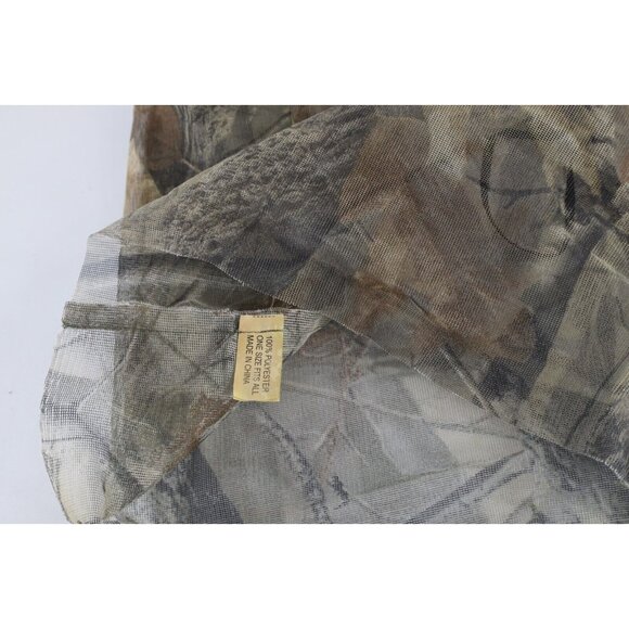 Vintage 90s Streetwear Mesh Camouflage Leaf Conceal Head  Vtg 90s Streetwear Lightweight Mesh One Hole Camouflage Hunting Face Cover Hood